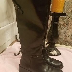 Vincent Camuto Keaton Black Leather Riding Boots